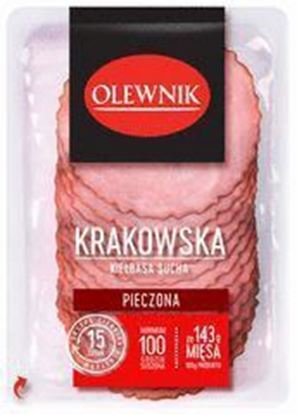 Picture of KIELBASA KRAKOWSKA PIECZONA Z SZYNKI PLASTRY 90G OLEWNIK