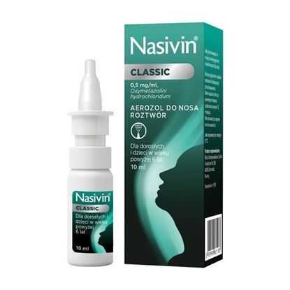 Picture of Nasivin Classic (soft 0.05%), (0,5 mg/ml), aerozol do nosa, 10 ml