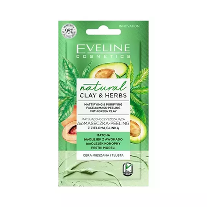 NATURAL CLAY&HERBS BIO MASECZKA DO TWARZY MATUJACO-OCZYSZCZAJACA  EVELINE