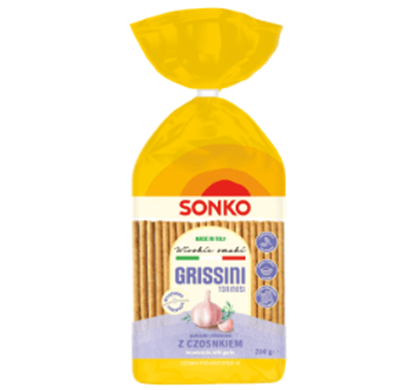 Picture of GRISSINI TORINESI PALUSZKI CHLEBOWE Z CZOSNKIEM 200G SONKO